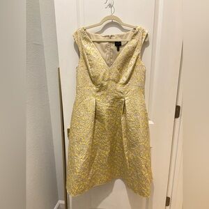 Stunning Adrianna Papell Cream and Yellow Floral Jacquard Fit Flare Midi Dress